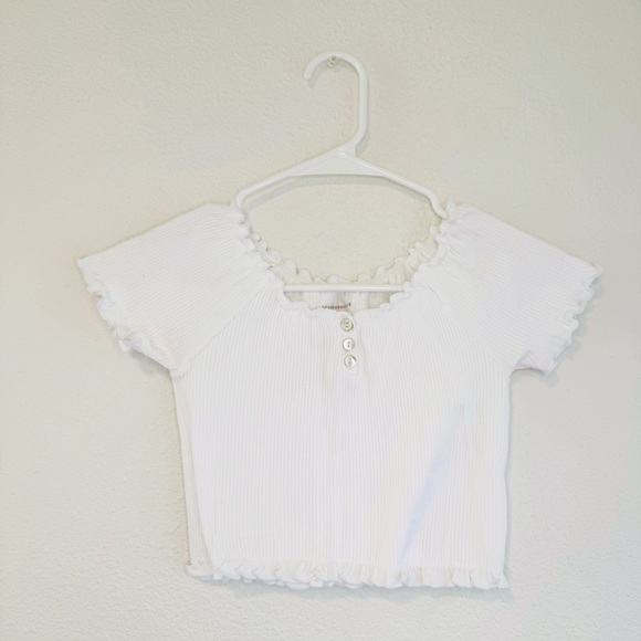 Anthropologie Seamless Ruffle Baby Tee NWT in White S/M - Picture 3 of 8